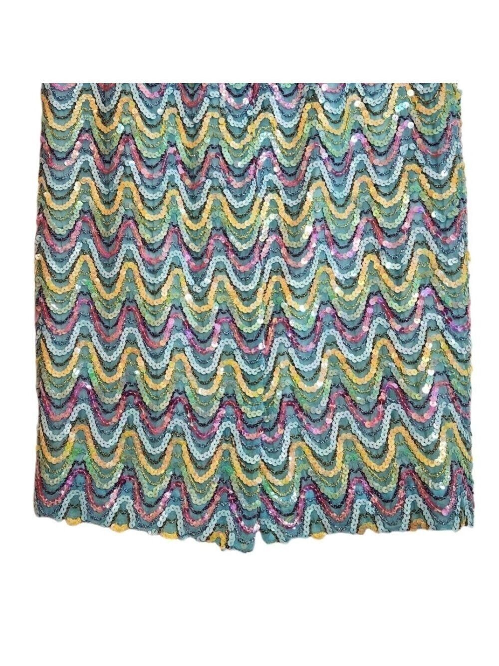 Cynthia Steffe Blue Pink Sequin Pencil Skirt Size 10 - Picture 6 of 10